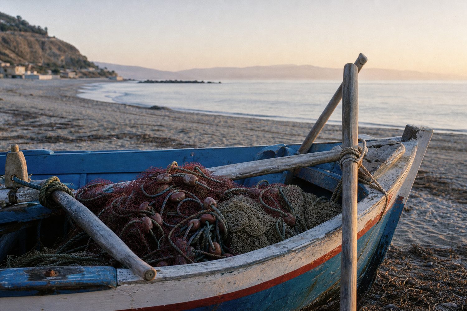 Piccola barca da pesca sulla spiaggia