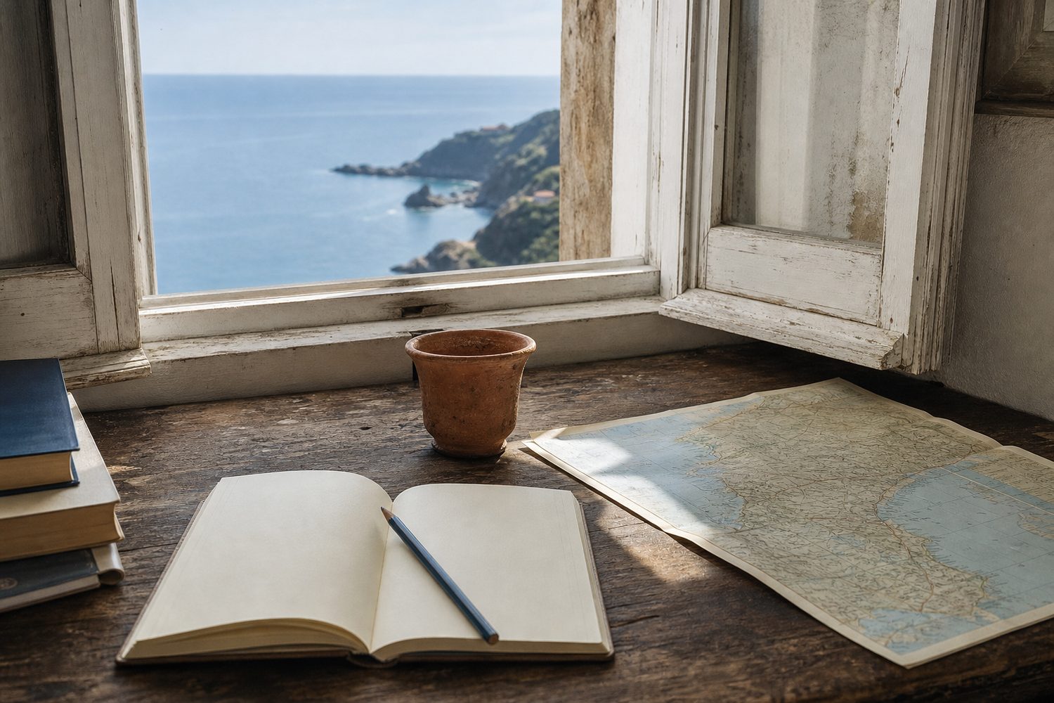Taccuino editoriale davanti al mare